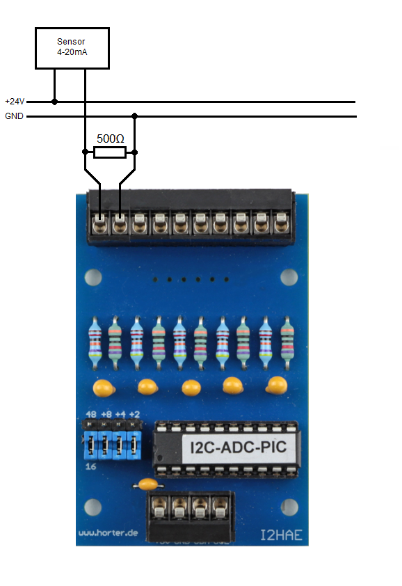 4-20mA Sensoren an einer I2C-Analogkarte