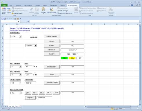 Testprogramm für I2C-Multiplexer PCA9544