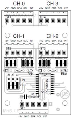 Bestckungsplan I2C-Multiplexer mit PCA9544